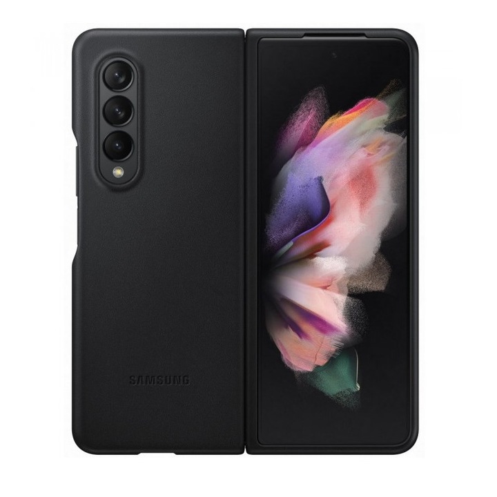 Husa Leather Cover pentru Samsung Galaxy Z Fold 3 5G Black