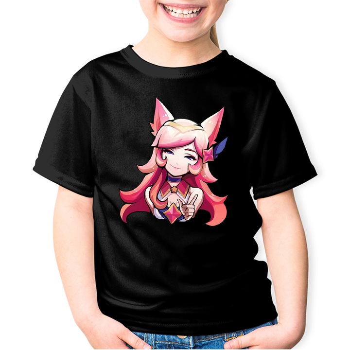League of Legends Ahri Rebel Gamer Girl gyerek póló, Fekete, 128-134 CM