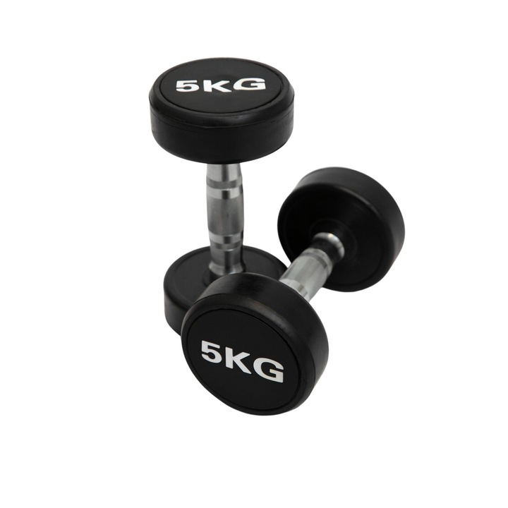 Set gantere ZOCO BODY FIT YL009, Greutate totala 10 kg, Negru/Crom