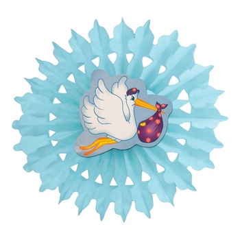 Rozeta decorativa din hartie pentru botez baietel - 50cm, Radar 545.51 Rozeta decorativa din hartie pentru botez baietel - 50cm, Radar 545.51
