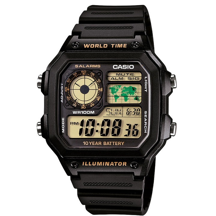 Мъжки часовник Casio Digital AE-1200WH-1BVDF