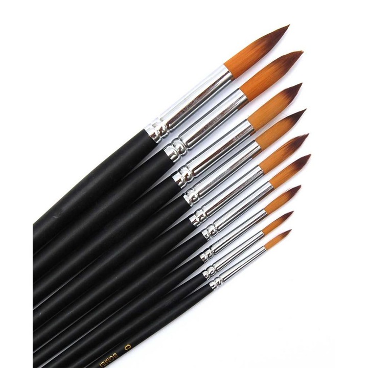 Комплект четки за рисуване Giftshop GS-71576, 9 броя, кръгли