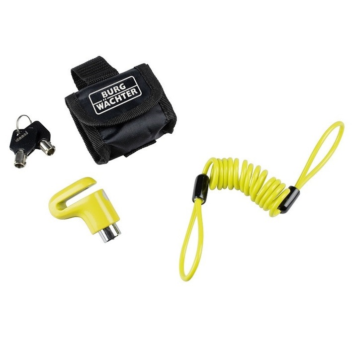 Tárcsafékek zárszerkezete BURG-WÄCHTER 520 50, Kerékpárokhoz, Robogókhoz, Robogókhoz, Mopedekhez, Sárga