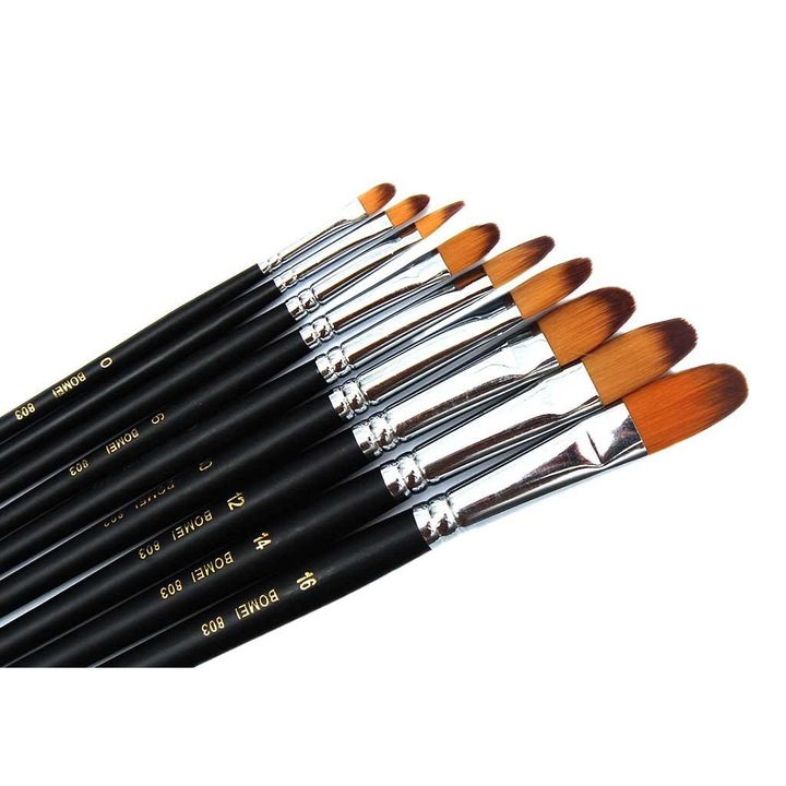 Комплект четки за рисуване Giftshop GS-71577, 9 броя, тип Филберт