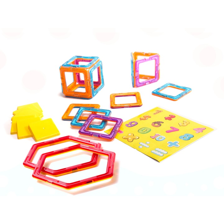 IdealStore Super Play Magnetik интелигентен конструктивен комплект, 39 магнитни части, многоцветен, неограничен брой модели и форми за изграждане, образователно-творчески, неодимови магнити, насърчава творческото мислене