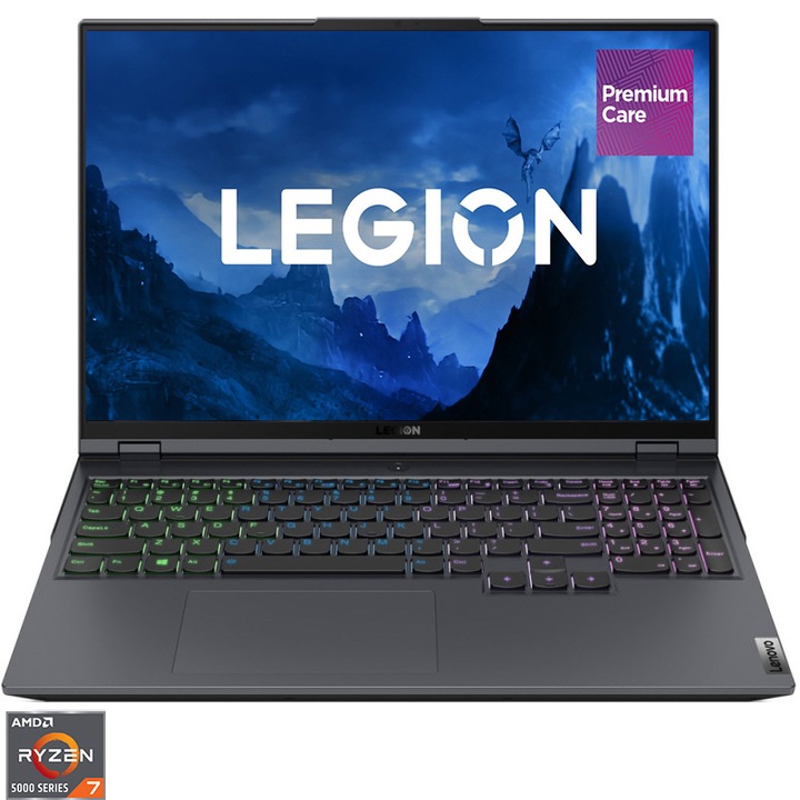 Лаптоп Gaming Lenovo Legion 5 Pro 16ACH6H AMD Ryzen™ 5 5600H, 16" WQXGA, RAM 16GB, 512GB SSD, NVIDIA® GeForce® RTX™ 3060 6GB, No OS, Storm Grey