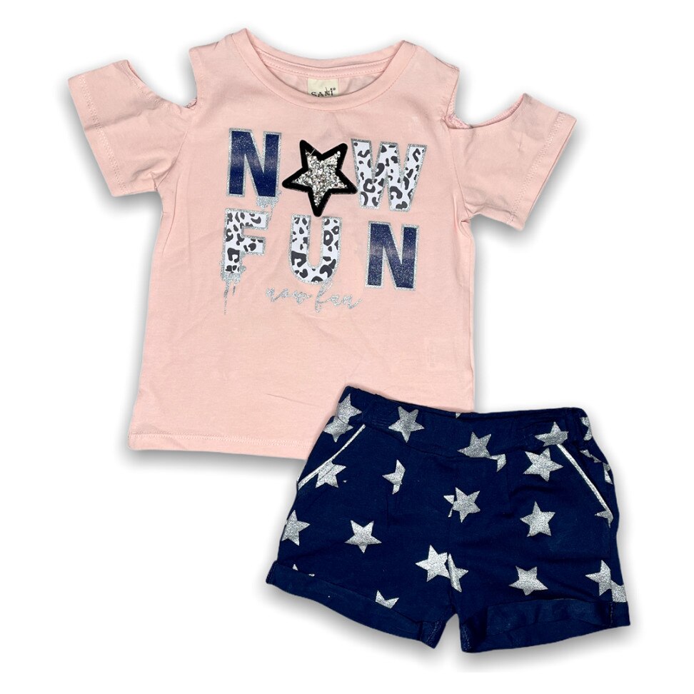 Compleu modern fetite, bumbac, roz, Bleumarin/Roz