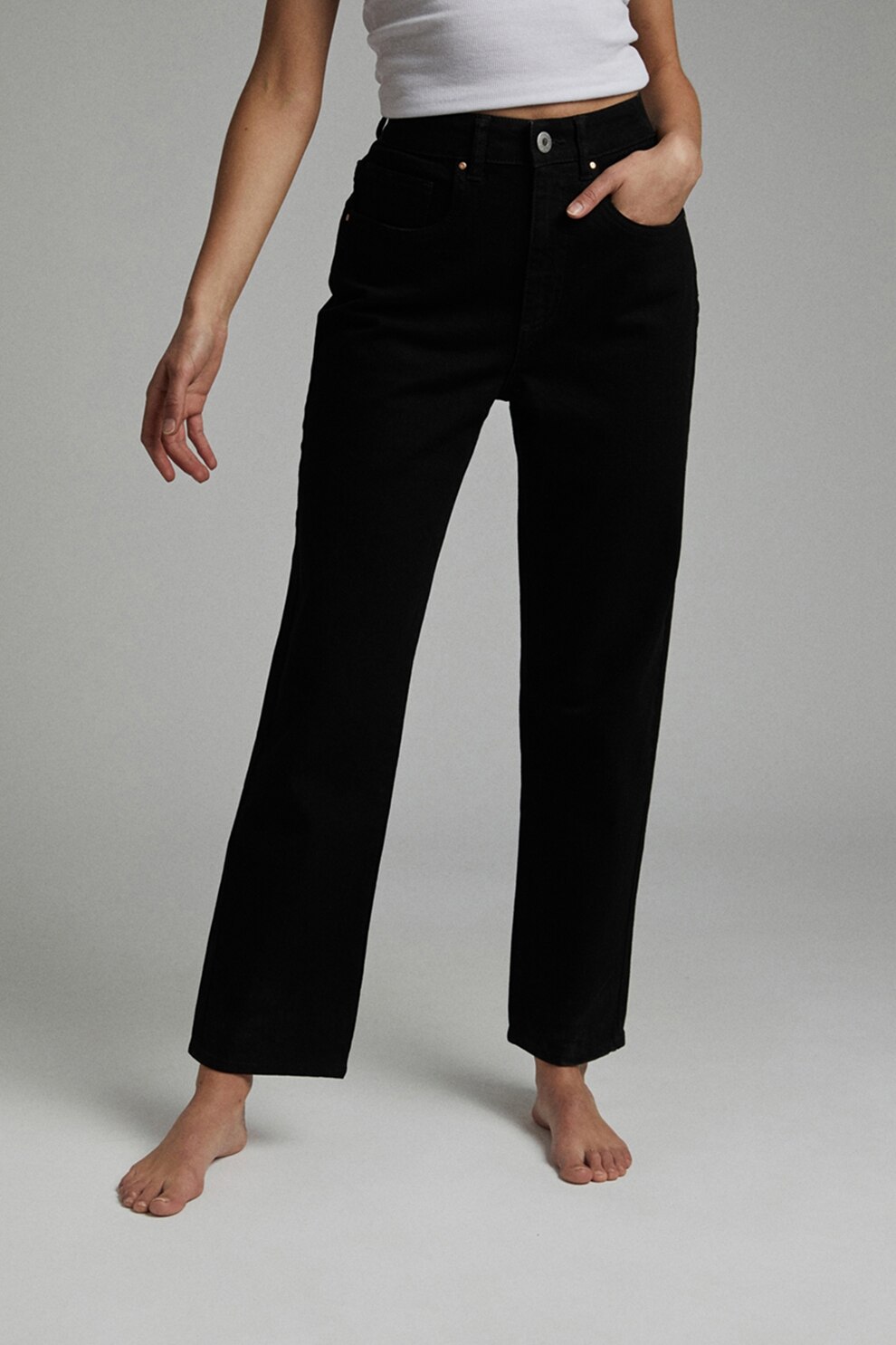 Cotton On, Blugi drepti cu talie inalta, Negru