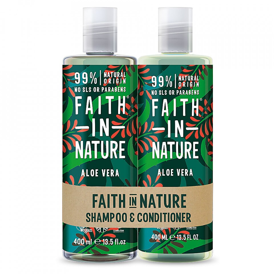Set Sampon & Balsam cu Aloe Vera , Faith in Nature, 2 x 400 ml