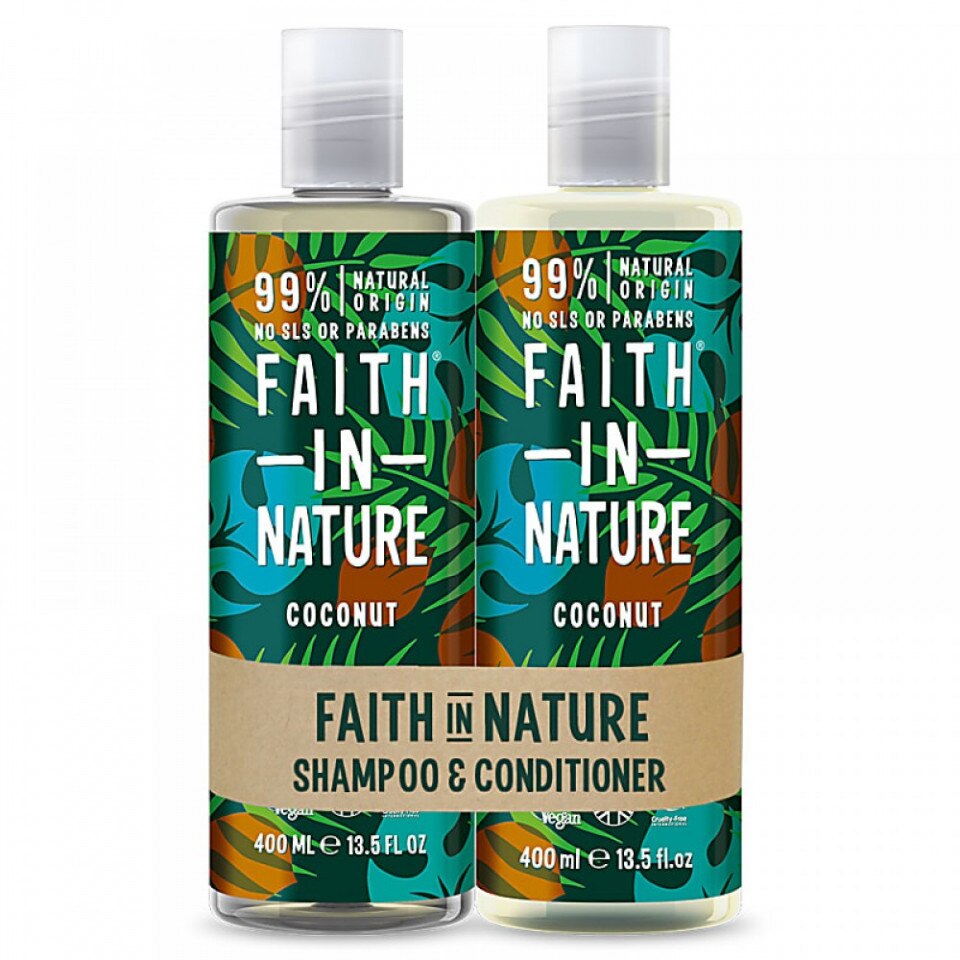 Set Sampon & Balsam cu Cocos, par normal sau uscat, Faith in Nature, 2 x 400 ml