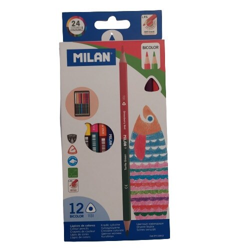 Set 12 Creioane Colorate Duo Milan - 24 culori