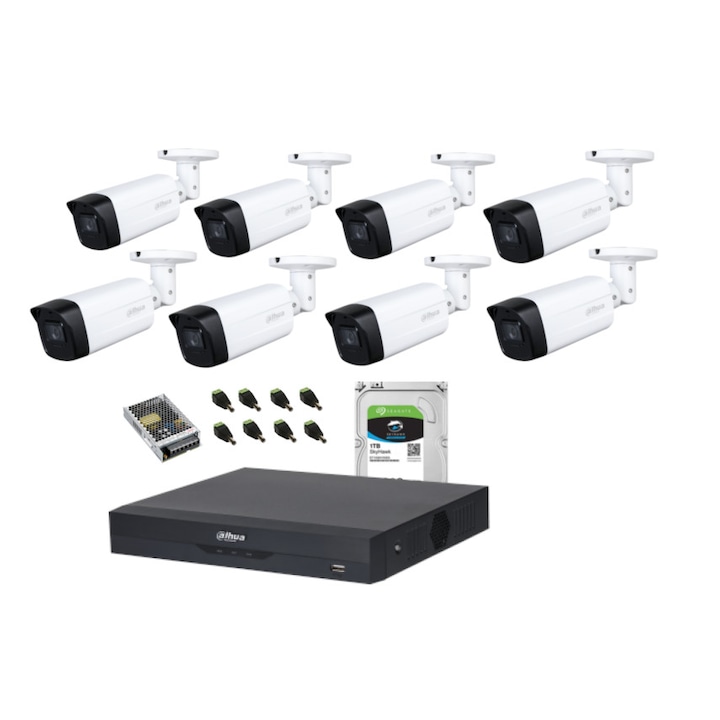 Kit Supraveghere Video 4MP, 16 Canale, 8 Camere, Nocturna, 260x245x47mm