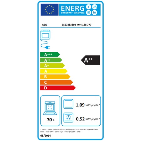 Cuptor incorporabil AEG BSE788380B, Electric, 70 l, Autocuratare abur, SteamBoost, Control touch, Timer electronic, Conectivitate WiFi, Clasa A++, Negru