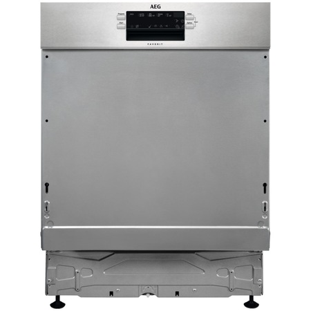 Masina de spalat vase semi-incorporabila AEG FEE53610ZM, 13 seturi, 8 programe, Clasa D, AirDry, Motor Inverter, Brat SatelliteClean, Start intarziat, 60 cm