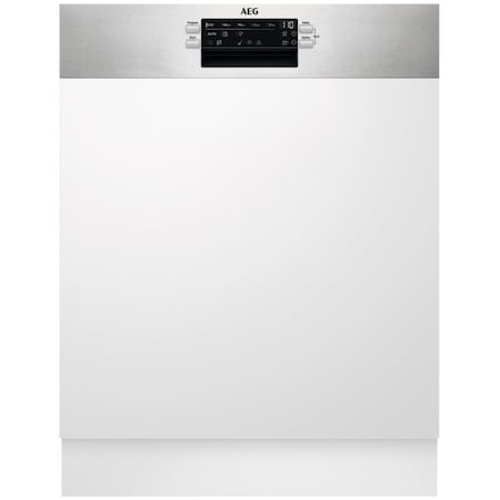 Masina de spalat vase semi-incorporabila AEG FES5396XZM, 14 seturi, 8 programe, Clasa D, AirDry, MaxiFlex,Motor Inverter, Brat SatelliteClean, Start intarziat, 60 cm