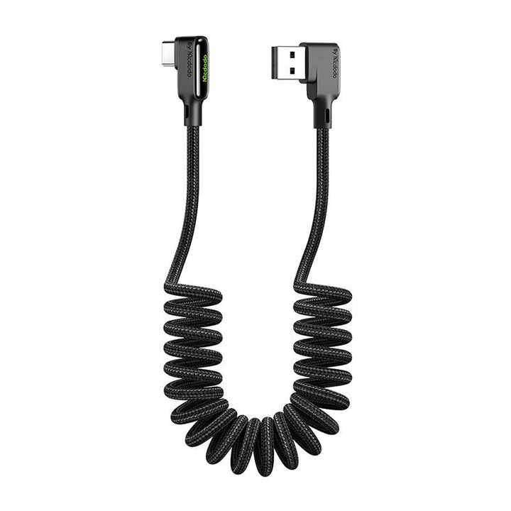 Кабел за данни Mcdodo, LED, 90 °, USB тип C, 1,8 m, черен