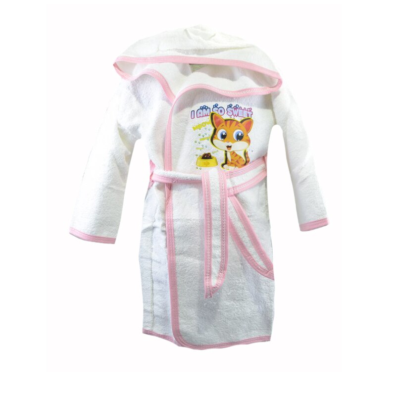 Halat de baie pentru fete Mini Junior 50-32, Alb 80-98 cm