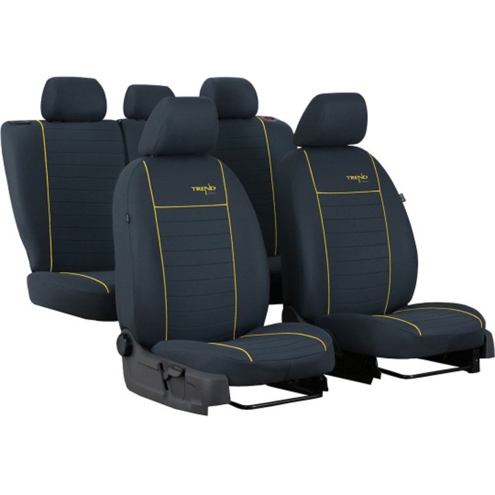 Комплект калъфи за автомобилни седалки Trend Line Exclusive, 9 части, Жълт мотив