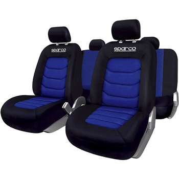 Set Huse Scaune Auto Sparco Ergo Sport, negru - albastru, 9 bucati Set Huse Scaune Auto Sparco Ergo Sport, negru - albastru, 9 bucati