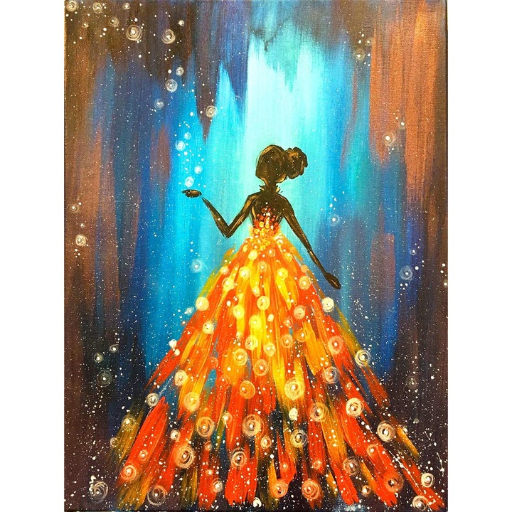 Set de creatie cu diamante 5D, 30 x 40cm, Model silueta femeie, Multicolor