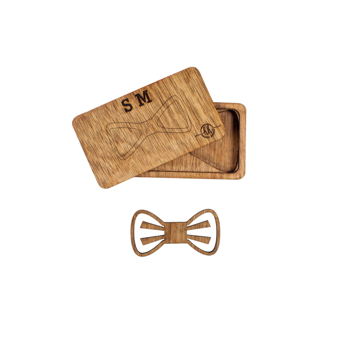 Papion din Lemn HH319, Handmade, in Cutie Premium Personalizata