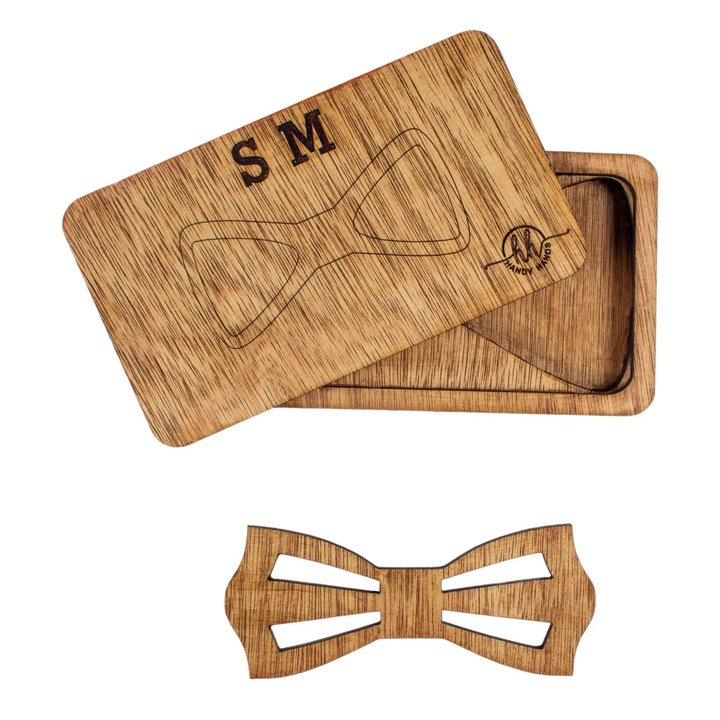 Papion din Lemn HH371, Handmade, in Cutie Premium