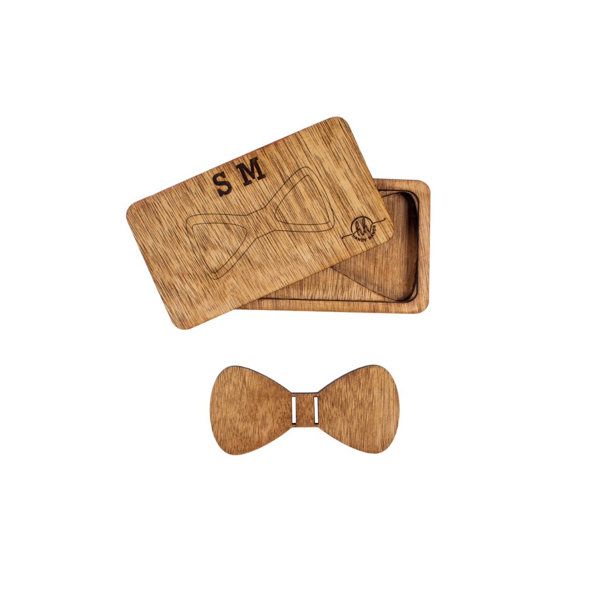 Papion din Lemn HH356, Handmade, in Cutie Premium Personalizata