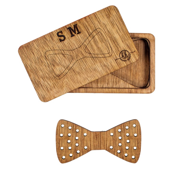 Fa csokornyakkendő HH361, kézzel készített, prémium dobozban