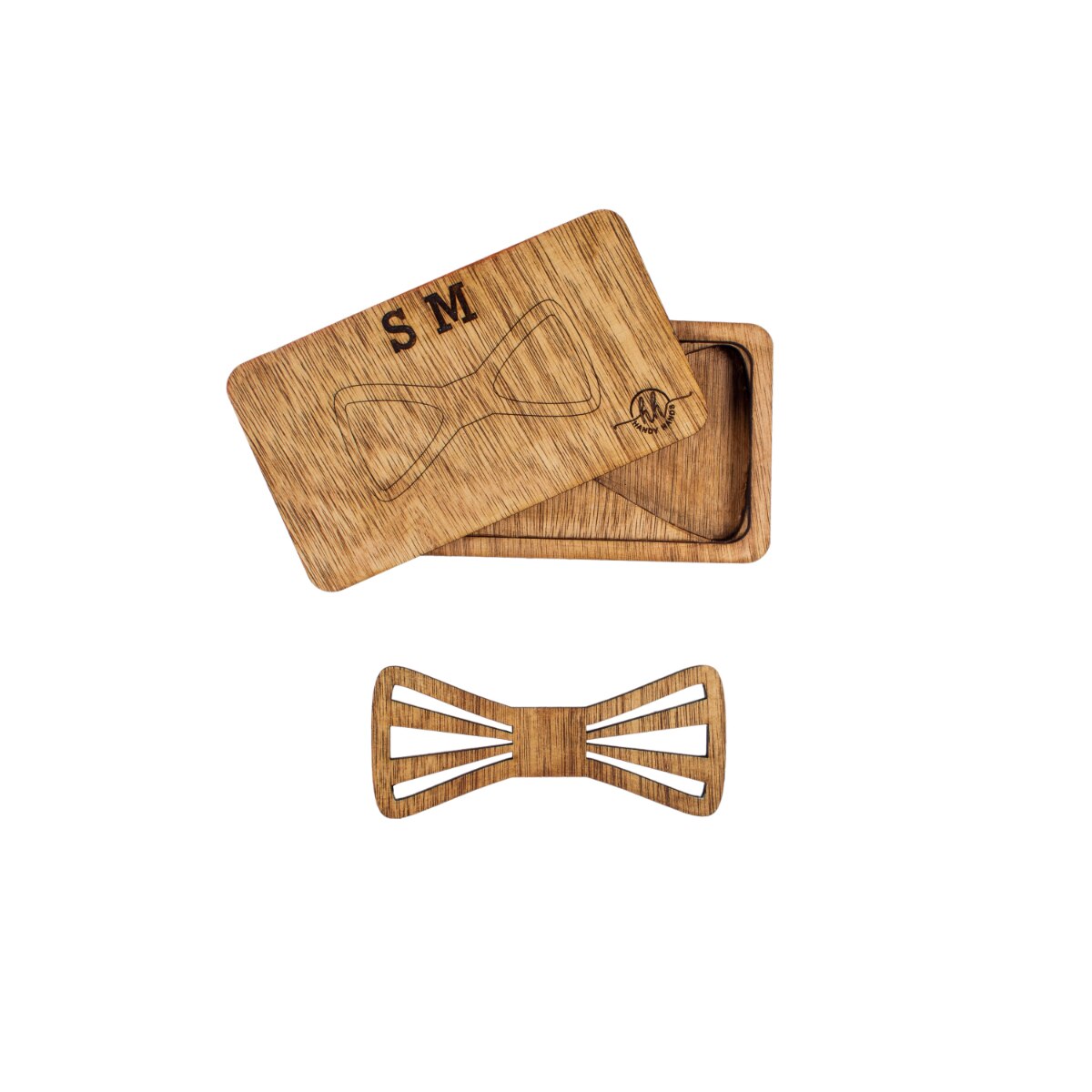 Papion din Lemn HH357, Handmade, in Cutie Premium Personalizata