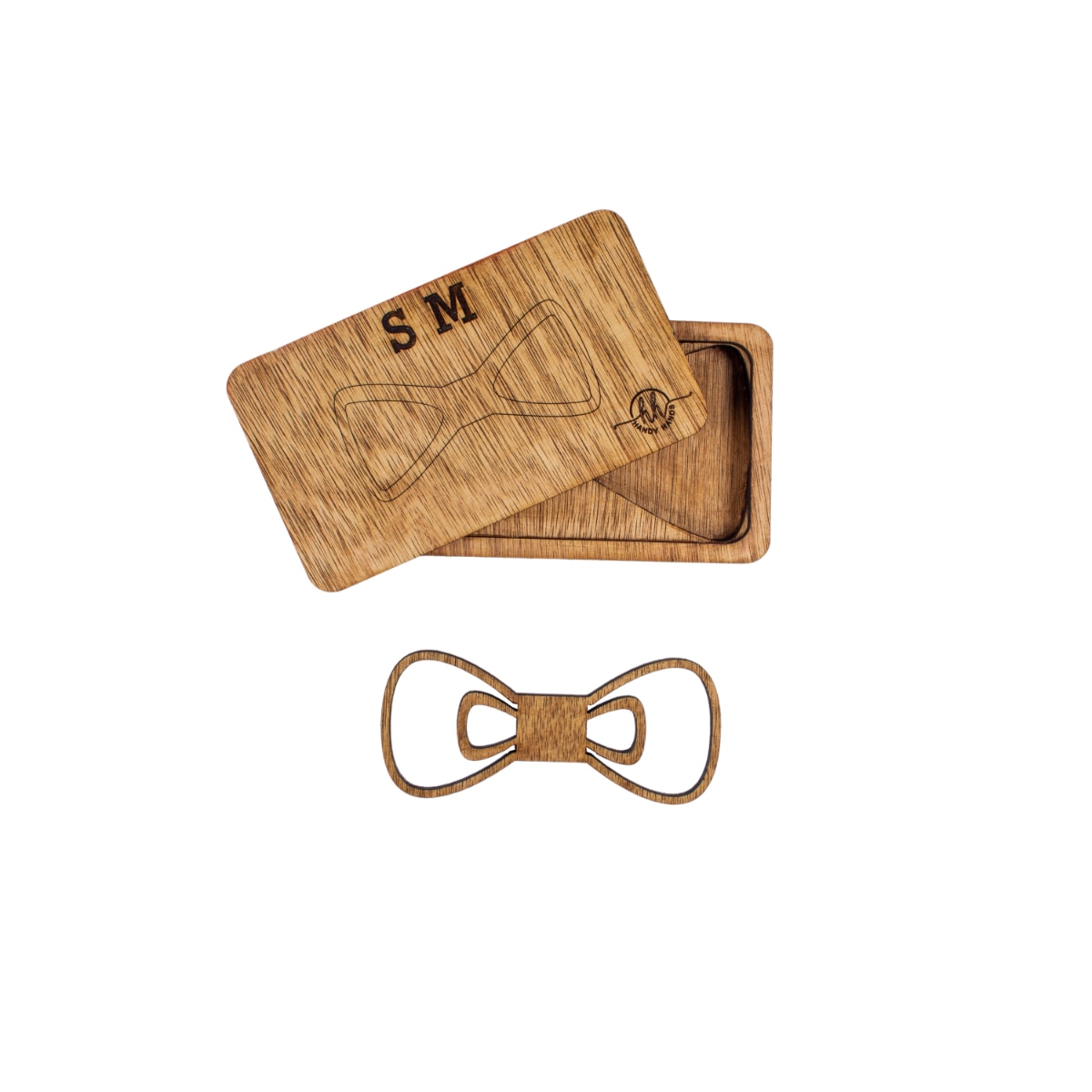 Papion din Lemn HH353, Handmade, in Cutie Premium Personalizata