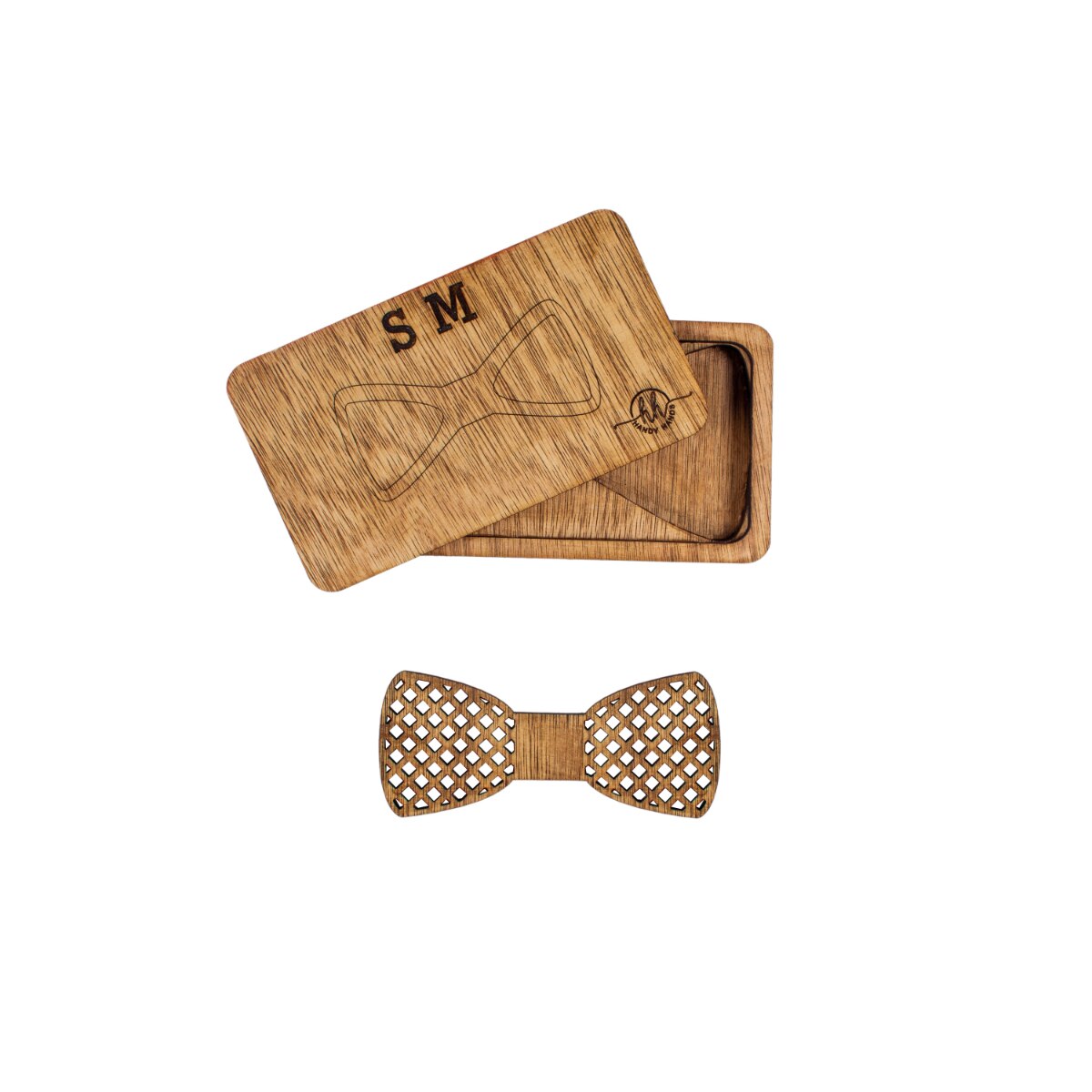 Papion din Lemn HH343, Handmade, in Cutie Premium Personalizata