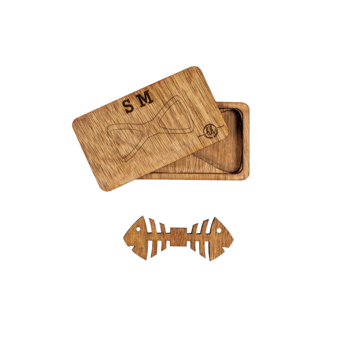 Papion din Lemn HH335, Handmade, in Cutie Premium Personalizata