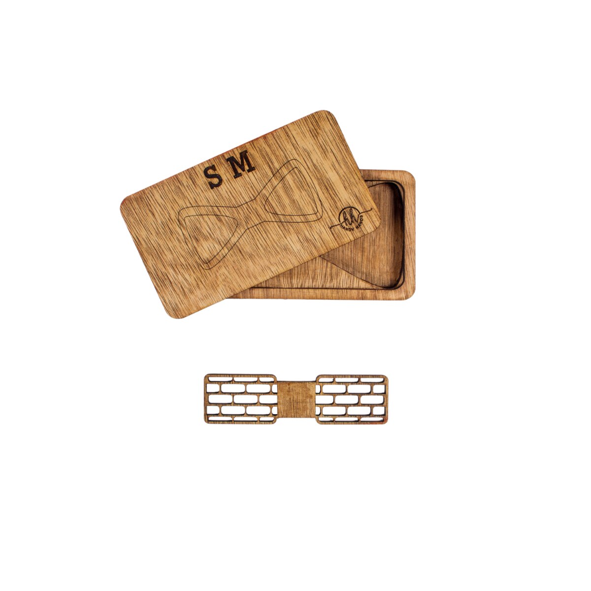 Papion din Lemn HH338, Handmade, in Cutie Premium Personalizata