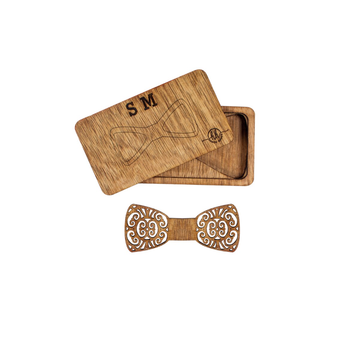 Papion din Lemn HH317, Handmade, in Cutie Premium Personalizata