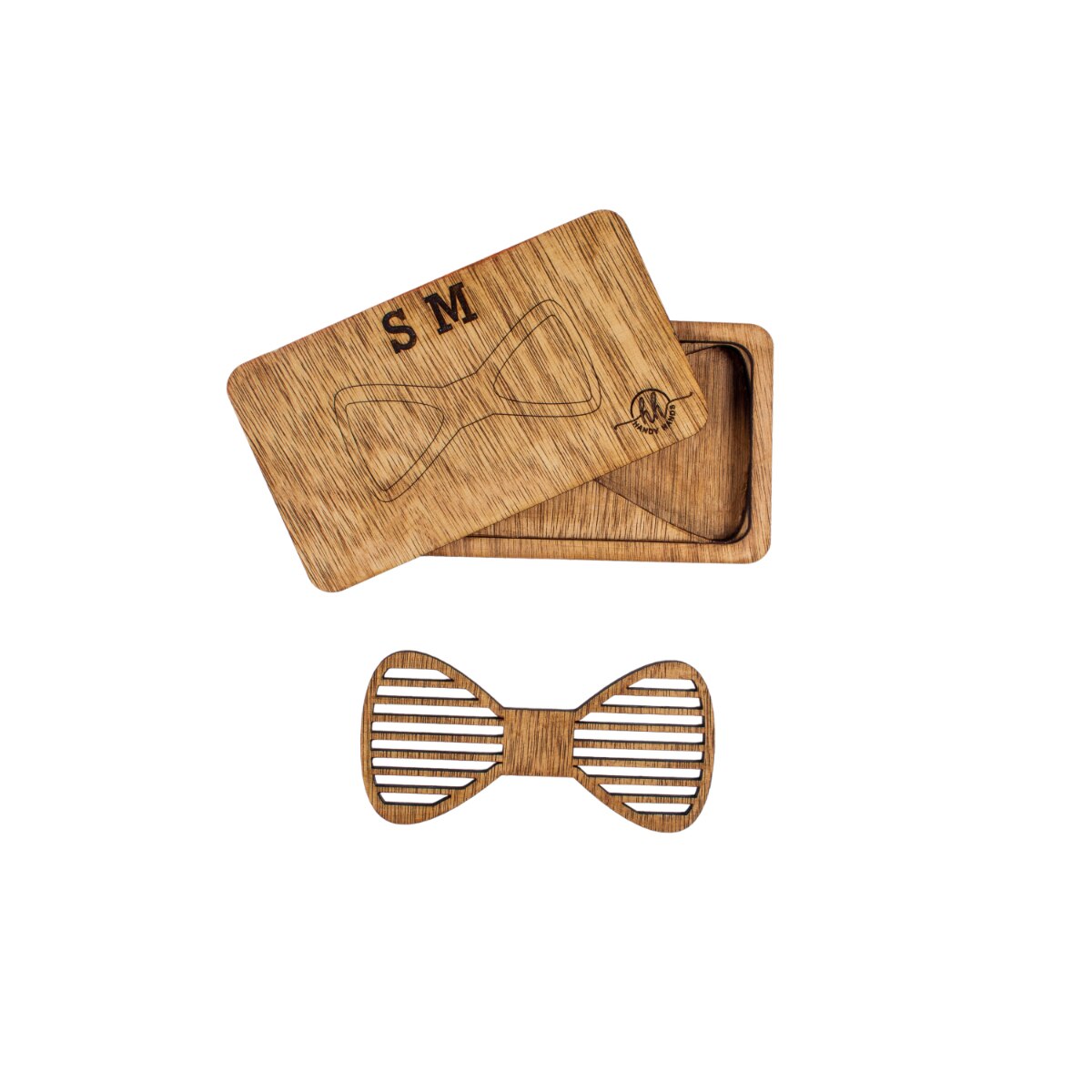 Papion din Lemn HH287, Handmade, in Cutie Premium Personalizata