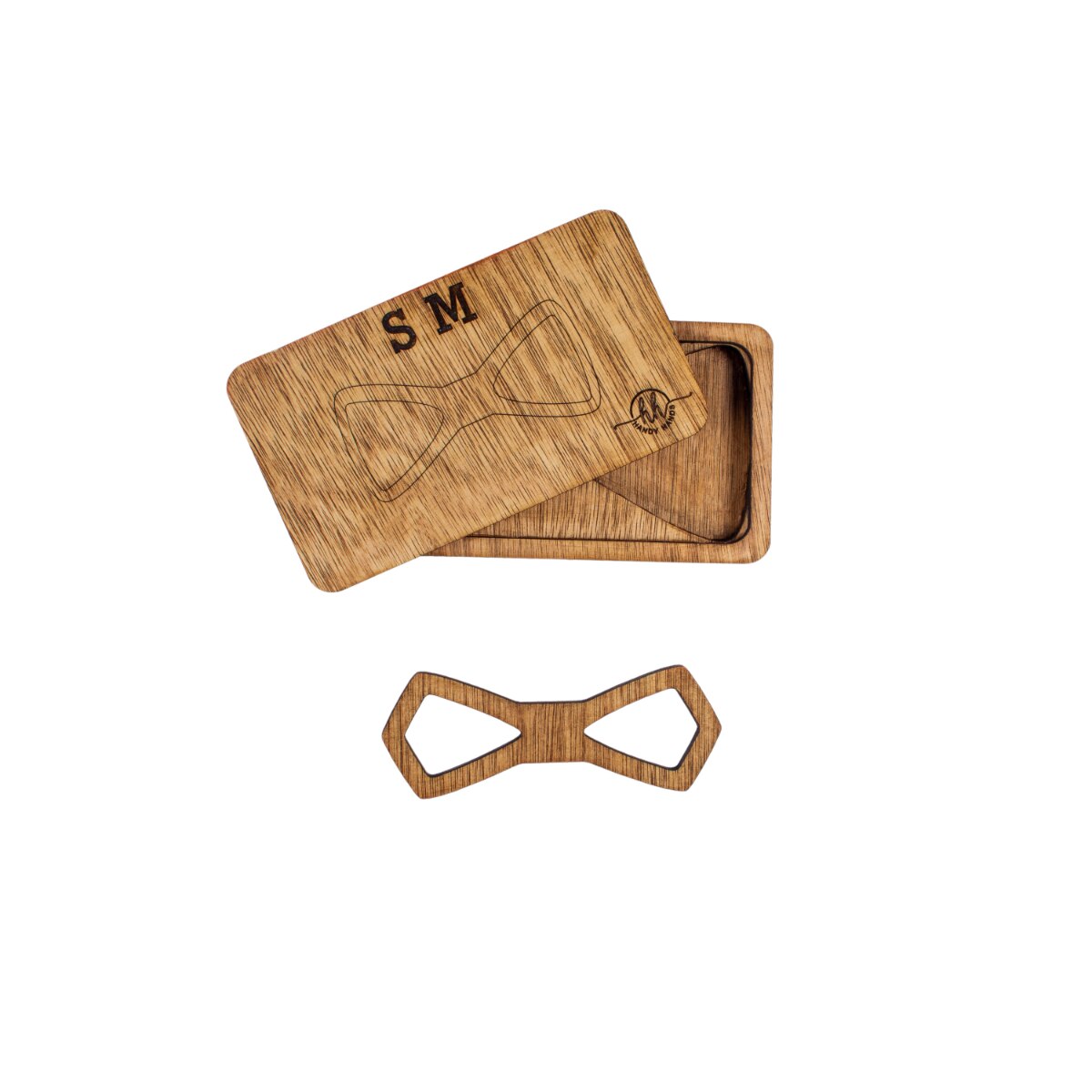 Papion din Lemn HH292, Handmade, in Cutie Premium Personalizata