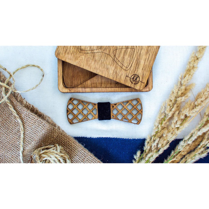 Papion din Lemn HH293, Handmade, in Cutie Premium