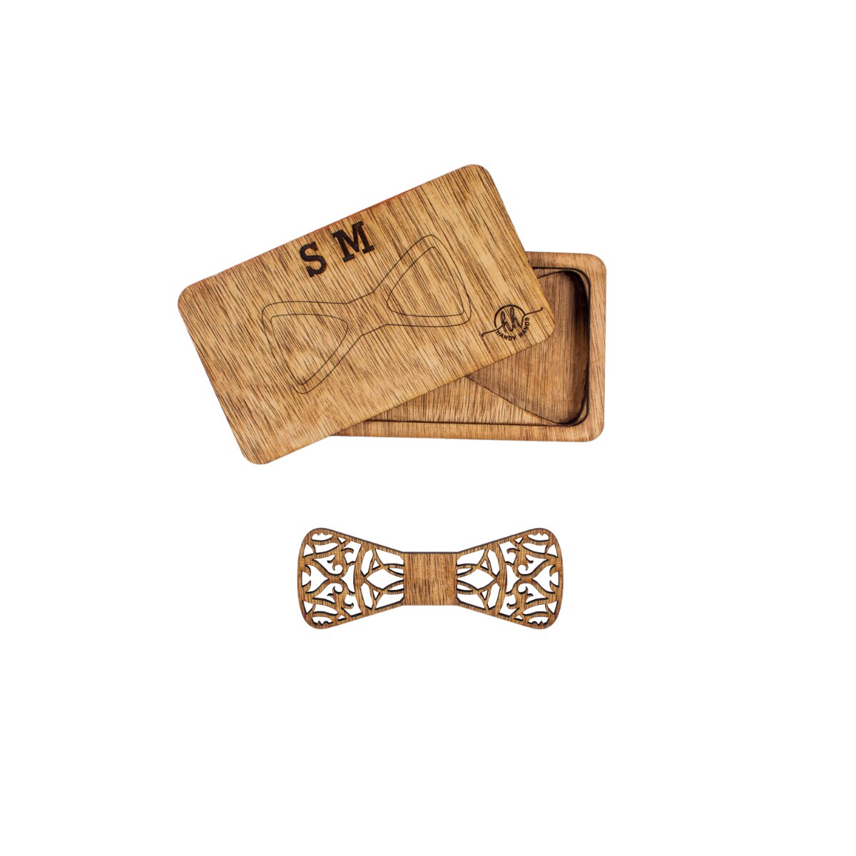 Papion din Lemn HH285, Handmade, in Cutie Premium Personalizata