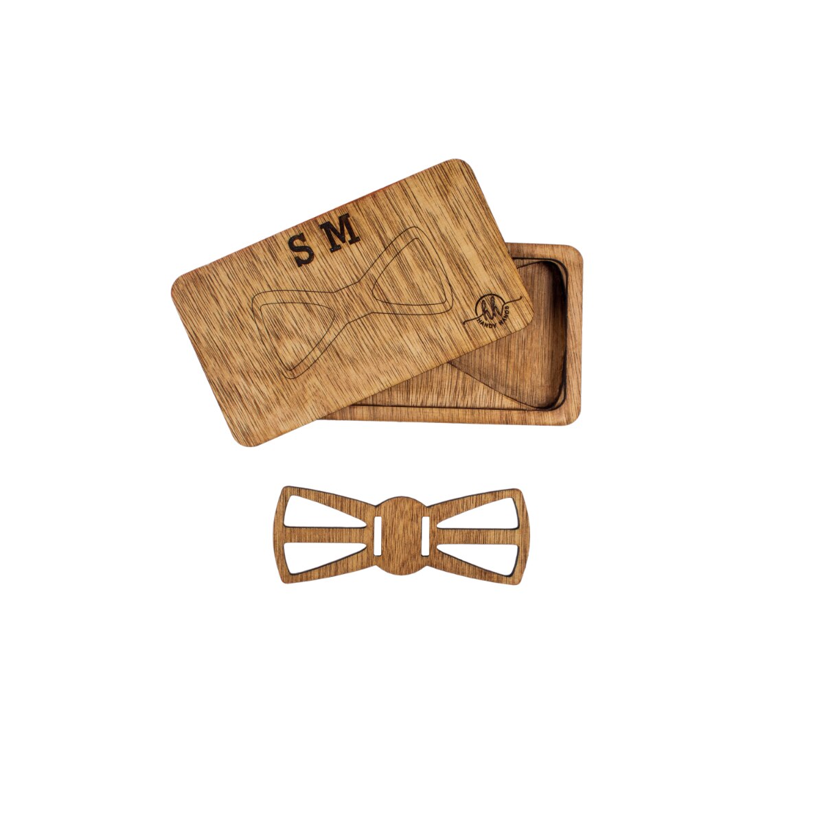 Papion din Lemn HH298, Handmade, in Cutie Premium Personalizata