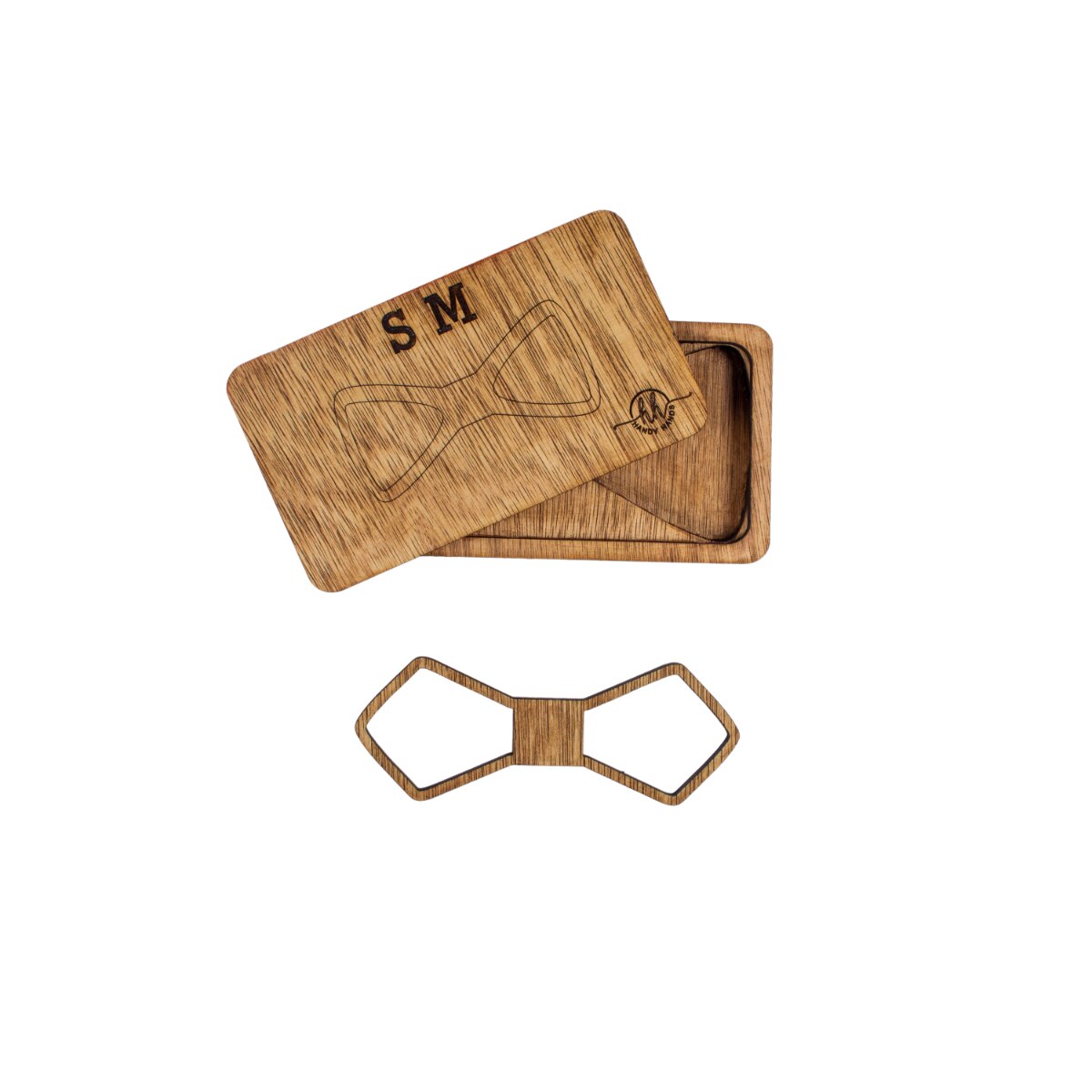 Papion din Lemn HH308, Handmade, in Cutie Premium Personalizata