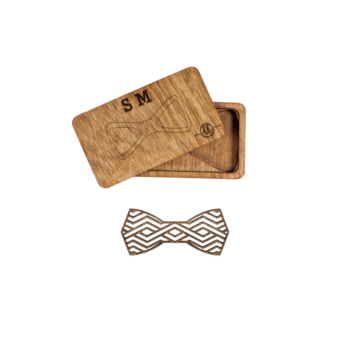 Papion din Lemn HH280, Handmade, in Cutie Premium Personalizata