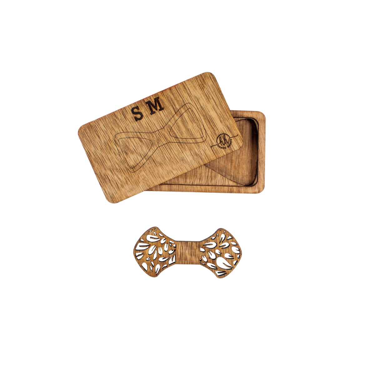 Papion din Lemn HH278, Handmade, in Cutie Premium Personalizata