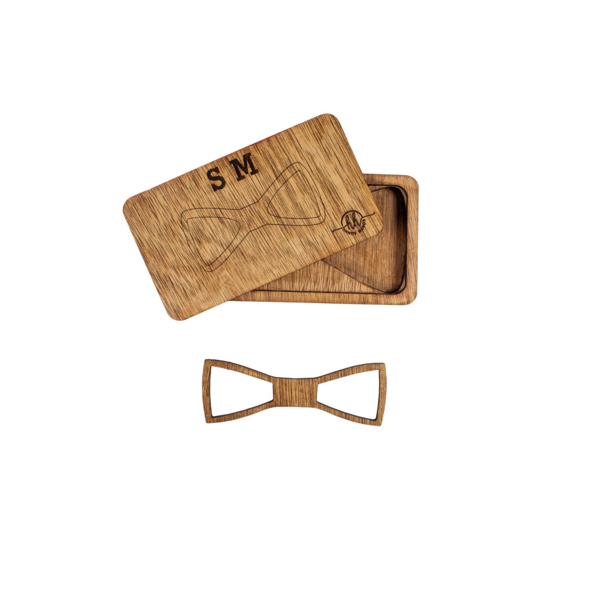 Papion din Lemn HH310, Handmade, in Cutie Premium Personalizata