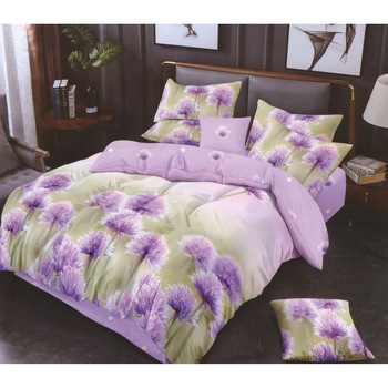 Set 6 piese, Lenjerie de pat dublu din bumbac FINET, multicolor - LFP85 Set 6 piese, Lenjerie de pat dublu din bumbac FINET, multicolor - LFP85