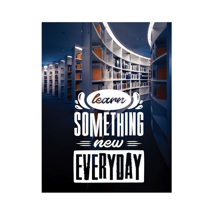 Tablou canvas motivational - Learn something new (Library), 90x120 cm