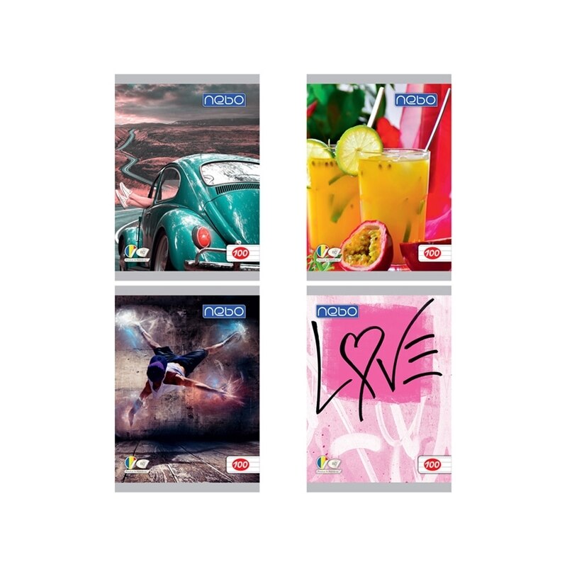 Set 10 Caiete A5 de romana, 100 de file, Nebo