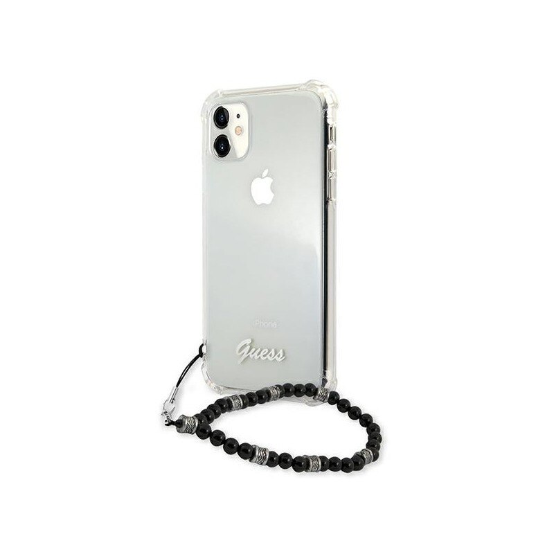 Husa Spate Premium Guess Compatibila Cu iPhone 11, Colectia Black Pearl, Transparenta - 05672