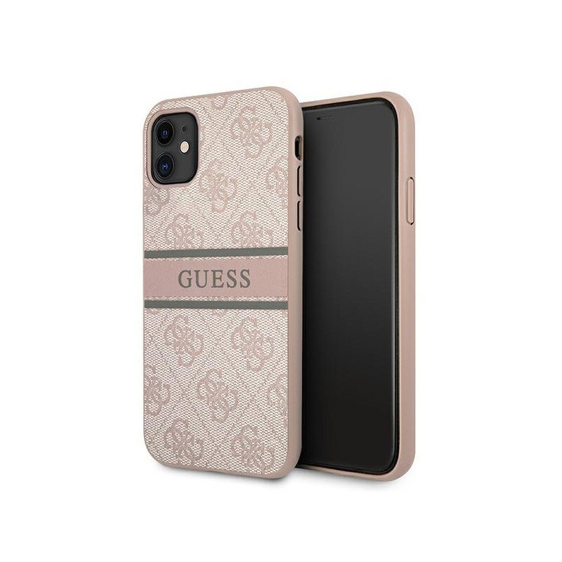 Husa Premium Guess Compatibila Cu iPhone 11, Colectia Stripe, Roz - 05528
