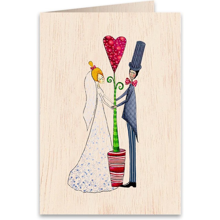 Felicitare Growing Heart, Cozywood, Lemn, Maro, 114x162 mm
