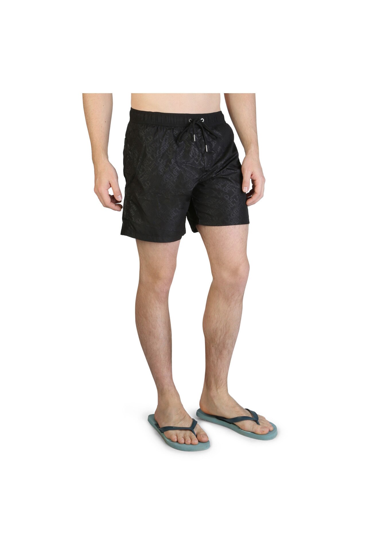Pantaloni scurti de baie barbati Karl Lagerfeld model KL21MBM11, Negru